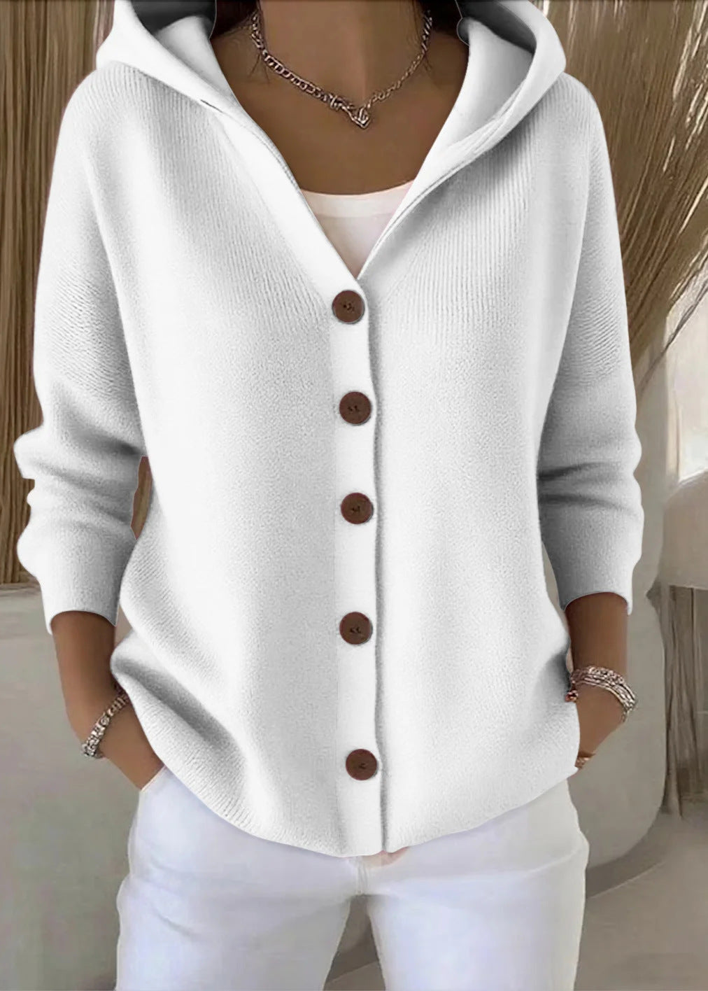 Josephine | Women's Elegant Hooded Buttoned Cardigan