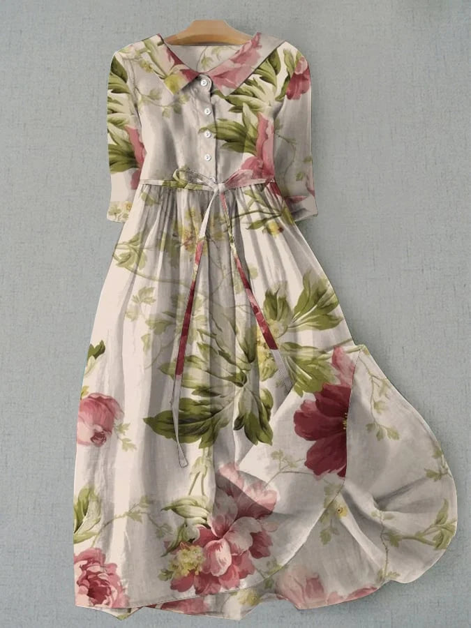 Lily | Vintage Floral Lace-Up Dress