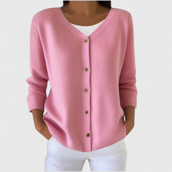 Eleanor | Women's Sophisticated V-Neck Buttoned Cardigan