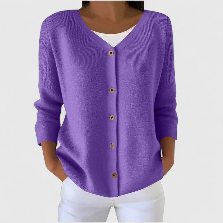 Eleanor | Women's Sophisticated V-Neck Buttoned Cardigan