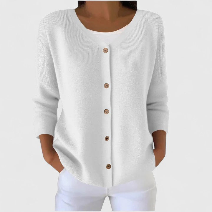 Eleanor | Women's Sophisticated V-Neck Buttoned Cardigan