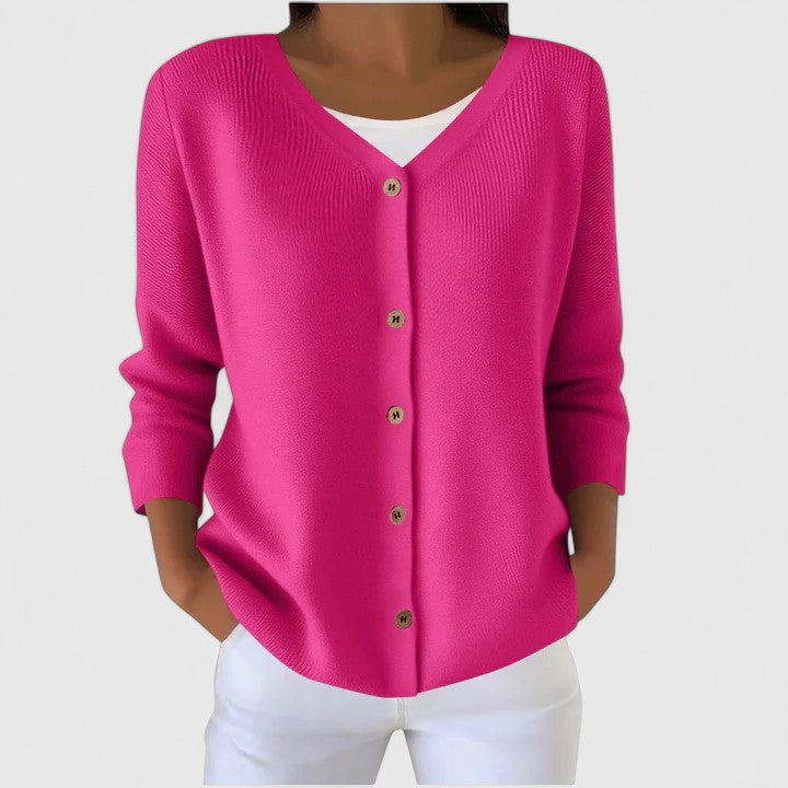 Eleanor | Women's Sophisticated V-Neck Buttoned Cardigan