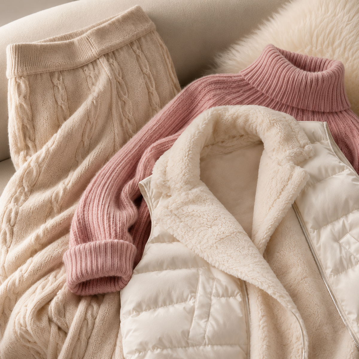 Cambridge Fur-Trim Lounge Set