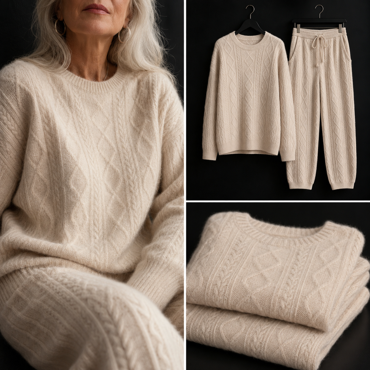 Claudette Cable-Knit Lounge Set