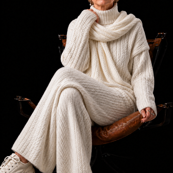 Alena Cable-Knit Turtleneck Set