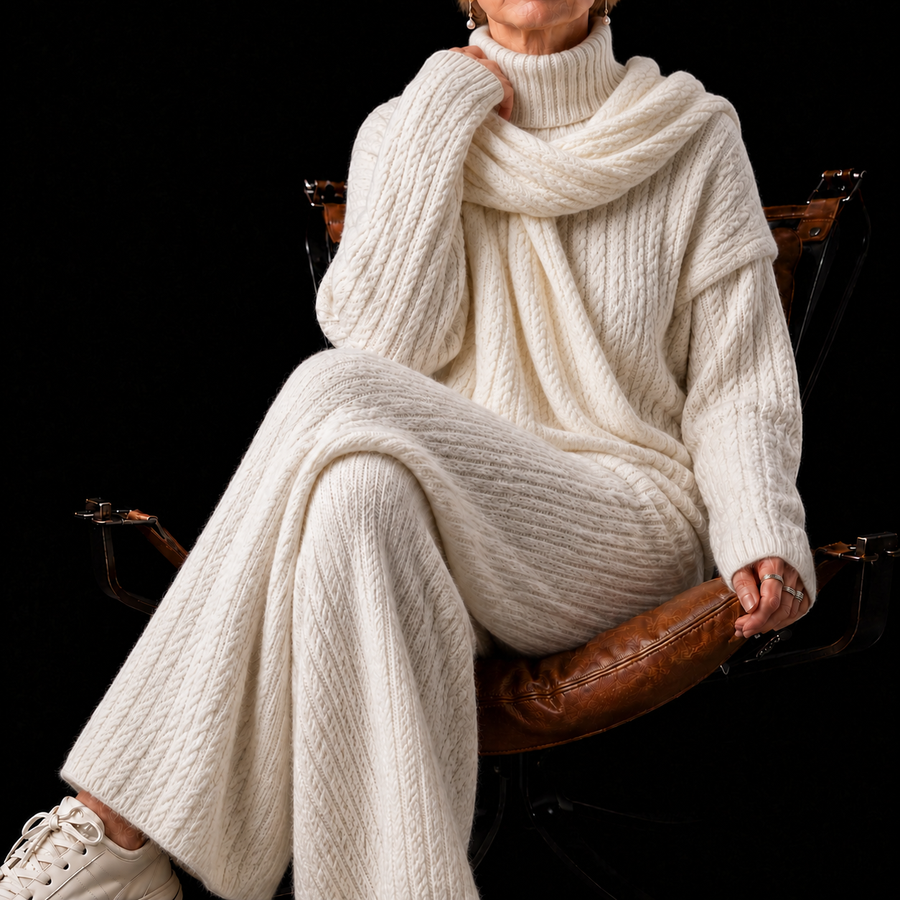 Alena Cable-Knit Turtleneck Set